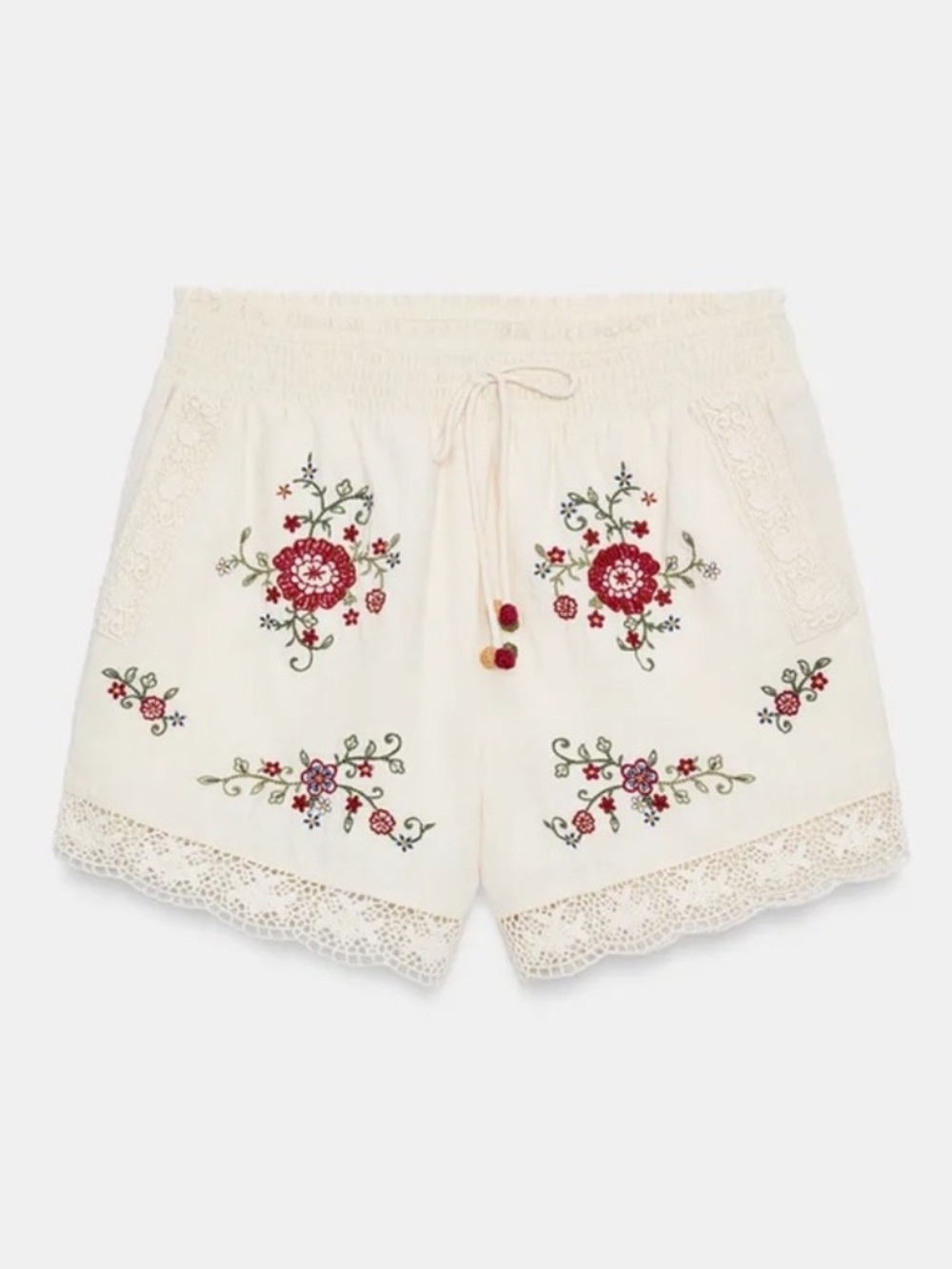 NWT Zara Woman Bloggers Fav EMBROIDERED FLORAL SHORTS Size M Medium